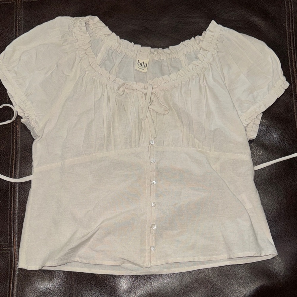 Bila Cream Blouse with Button Detail